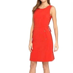 Taxari red Bi-Stretch Sheath Dress with the Lace-up. M